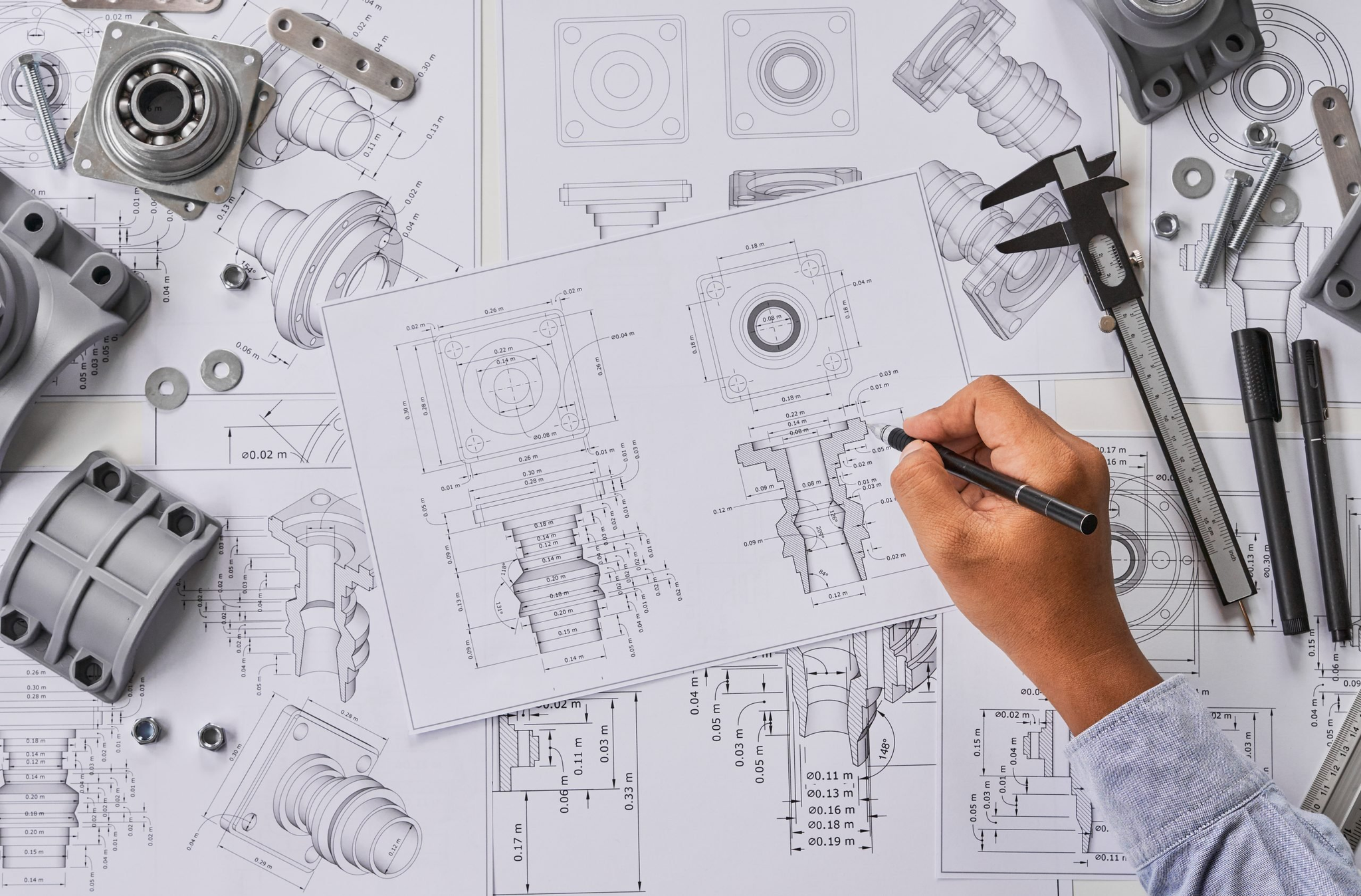 Technical drawings and precision-engineering components